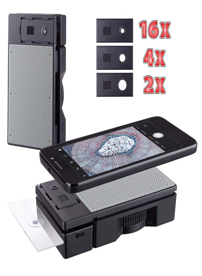 AmScope 2X-16X Portable Microscope Smartphone Adapter w/ 4-pc Prepared Slide Set - Image 3